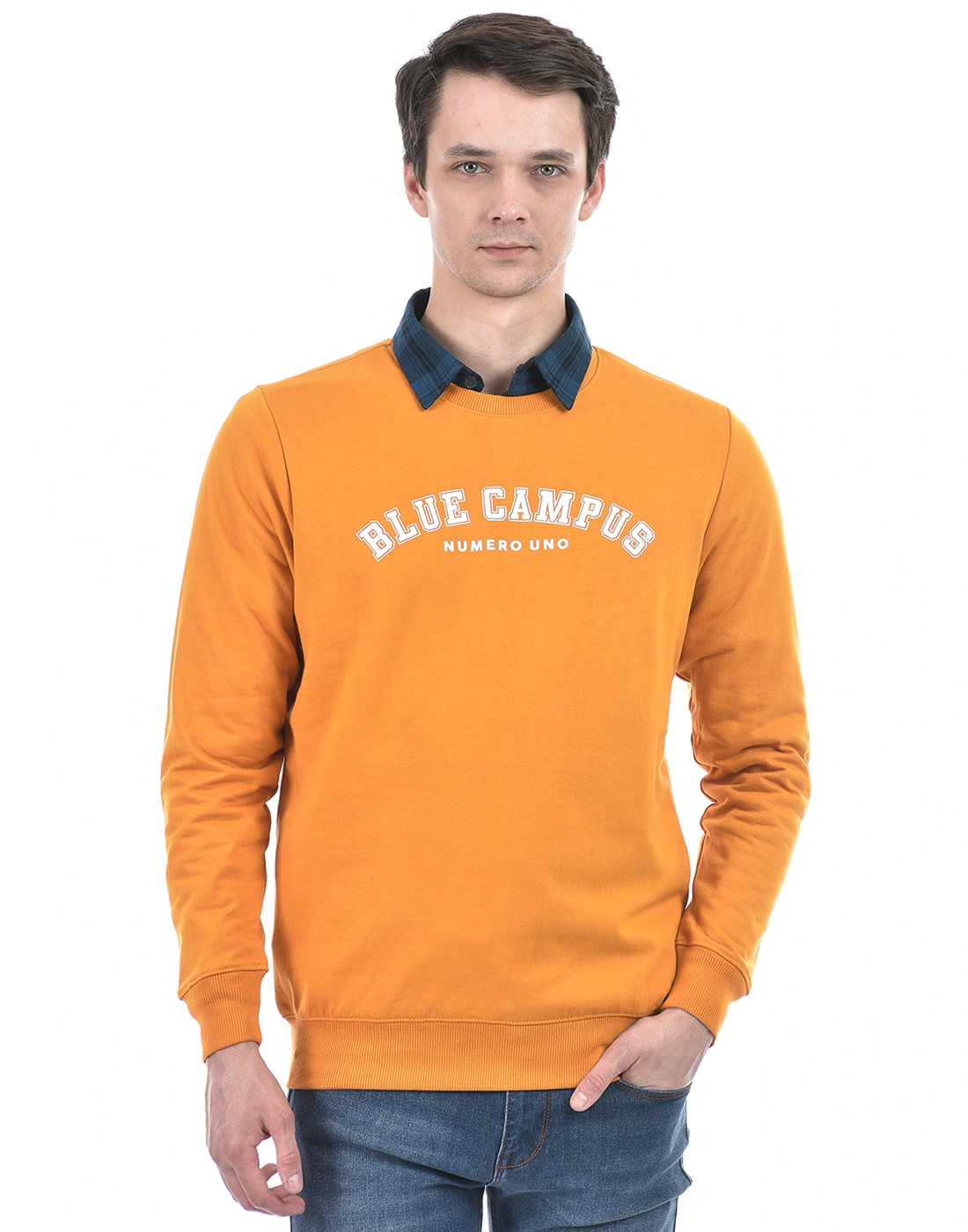Numero Uno Men Typography Orange Sweat Shirt
